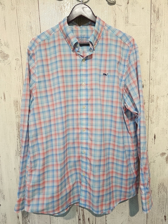 Vineyard Vines Other - Vineyard Vines Performance Button Down Shirt Mens L Blue Pink Plaid Classic Fit